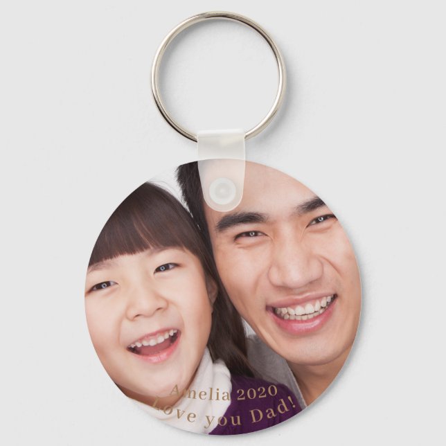 Porte-clés Fête des pères père et fille asiatique américaine (Recto)