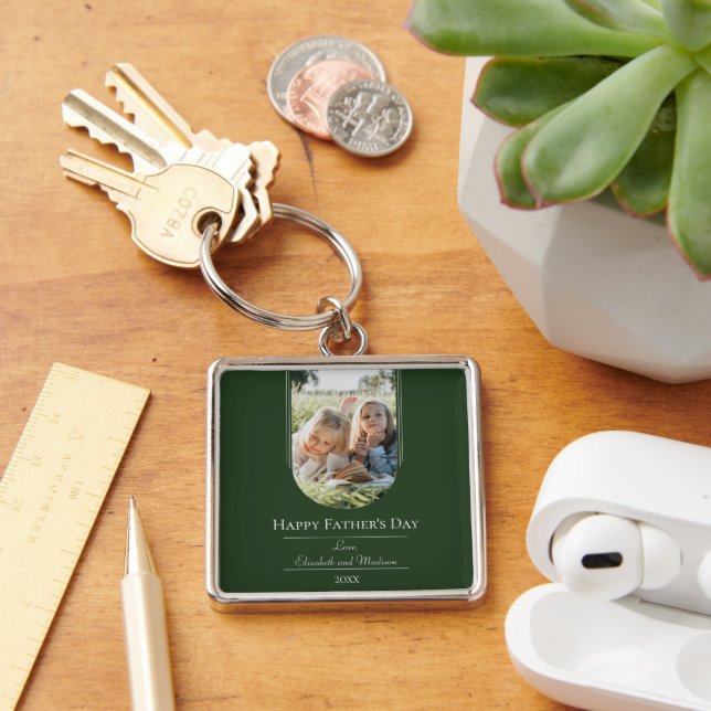 Porte-clés Fête des pères photo Arch moderne | Emerald Green (Bureau)
