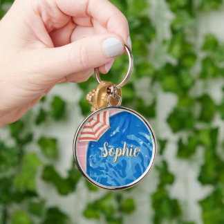 Porte-clés Fête Rétro Tropicale au Bord de la Piscine
