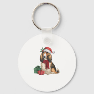 Porte-clés Fêtes de Noël de Chien de Hound Afghan Père Noël D