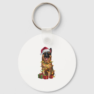 Porte-clés Feu de Noël Santa Hat Belge Tervuren Chien Chris