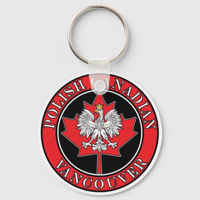 Porte-clés Feuille canadienne polonaise ronde de Vancouver (Recto)