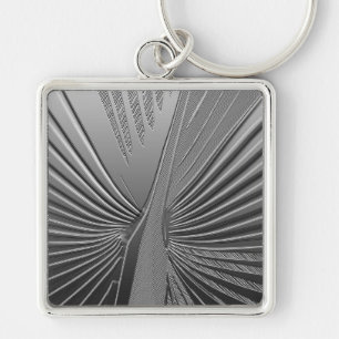 Porte-clés Feuille de palme chromé Art déco