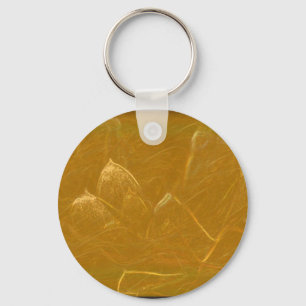 Porte-clés Feuille d'or en cuivre : Lotus Design gravé