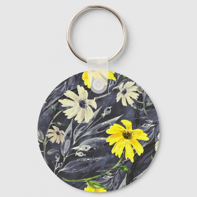 Porte-clés Feuilles d'automne, baies : motif d'aquarelle. (Recto)