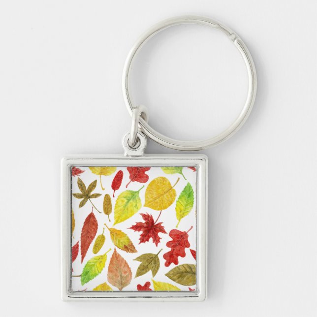 Porte-clés Feuilles d'automne blanc (Devant)