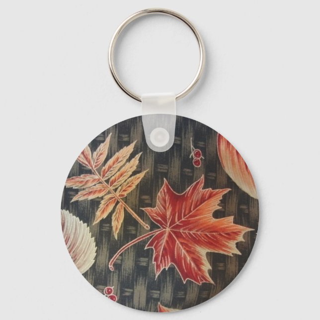 Porte-clés Feuilles d'automne et vannerie (Recto)