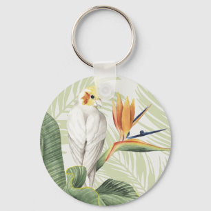 Porte-clés Feuilles De Palmiers Avec Oiseau Blanc