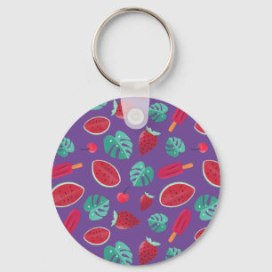 Porte-clés Feuilles de poissonnerie, cerise, fraise et pastè