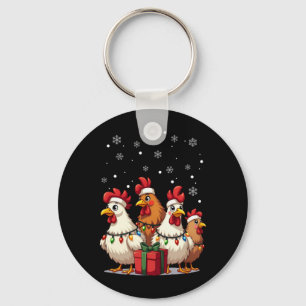 Porte-clés Feux de Noël Poulet Père Noël Drôle Noël