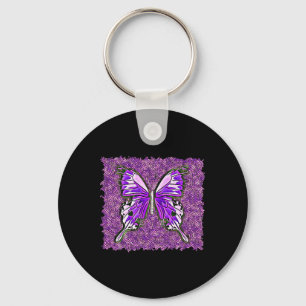Porte-clés Fibro Lupus Vitré Papillon d'art Spoonie