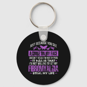 Porte-clés Fibromyalgie Fibro Warrior Purple Ribbon Papillon