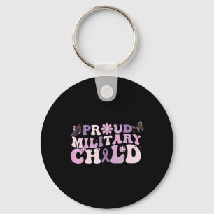 Porte-clés Fier enfant de militaire Violet pour les enfants d