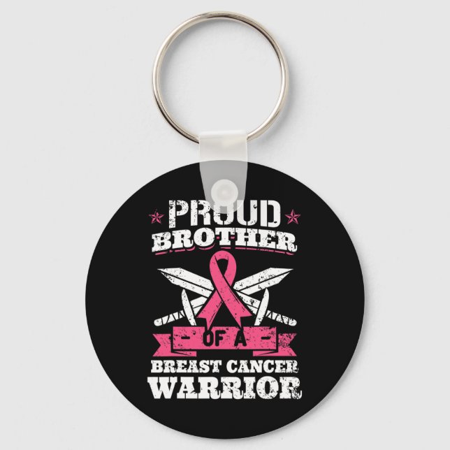 Porte-clés Fier Frère Du Cancer Du Sein Guerrier Pink (Recto)