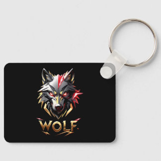 Porte-clés Fierce Golden & Red Wolf Head Design