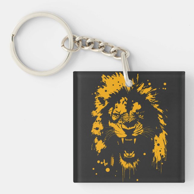 Porte-clés Fierce rugissement lion splash art (Devant)