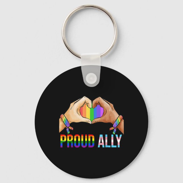 Porte-clés Fière Ally Pride LGBT Drapeau Transgenre Coeur Gay (Recto)