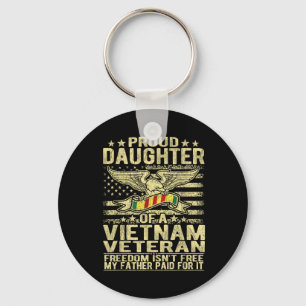 Porte-clés Fière Fille Du Vietnam Ancien Drapeau Américain Mi