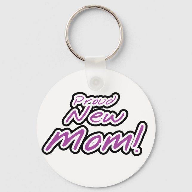Porte-clés Fière nouvelle maman Purple Texte Tshirts et cadea (Recto)
