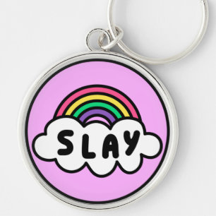 Porte-clés Fierté - couleur arc-en-ciel avec nuages. clé