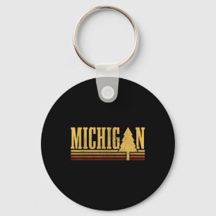 Porte-clés Fierté d'État d'arbre vintage du Michigan Camping