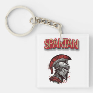 Porte-clés Fierté du guerrier - Casque spartiate avec Plume r