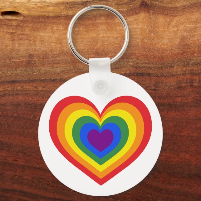 Porte-clés Fierté LGBTQ du Coeur arc-en-ciel (Recto)