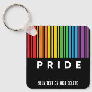 Porte-clés Fierté personnalisable Code barre arc-en-ciel LGBT