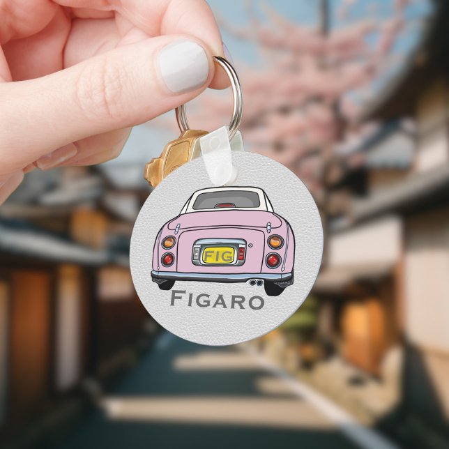 Porte-clés Figarations Jolie rose Figaro Nom du conducteur de (Add your name and initials to this cute pink figaro car keychain.)