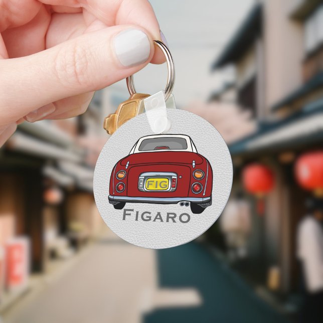 Porte-clés Figarations Jote Rouge Figaro Nom de voiture Monog (Add your name and initials to this cute red figaro car keychain.)