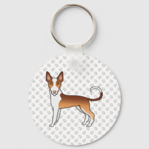 Porte-clés Fil Rouge Et Blanc Haired Ibizan Hound Dog & Paws