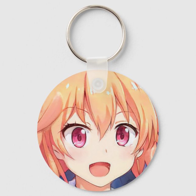Porte-clés fille anime aux cheveux roux et yeux pr (Recto)