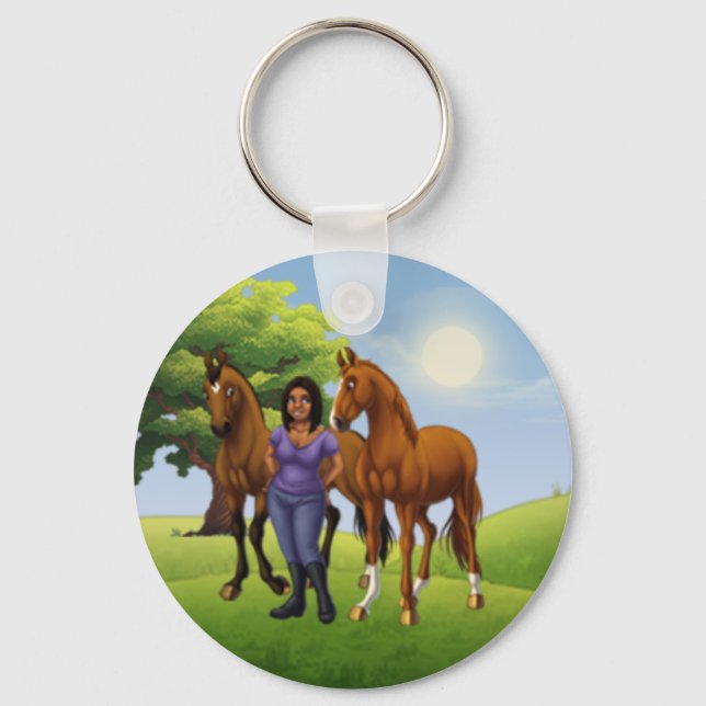 Porte-clés Fille aux chevaux promotionnel (Recto)