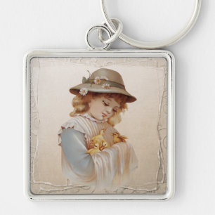 Porte-clés Fille avec des petits canards