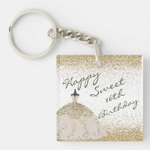 Porte-clés Fille Blanc Golden Ball Gown Sweet 16e anniversair