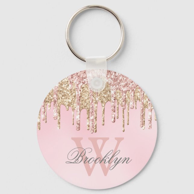 Porte-clés Fille Blush Rose Rose Parties scintillant Or Drive (Recto)