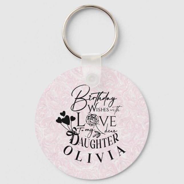 Porte-clés Fille  Calligraphie d'anniversaire Nom personnalis (Recto)
