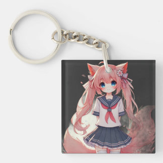 Porte-clés Fille chat anime