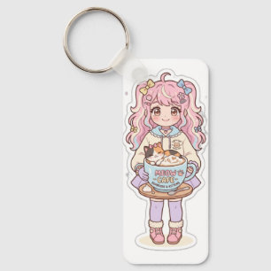 Porte-clés fille chibi de l'anime Kawaii Neko Cafe