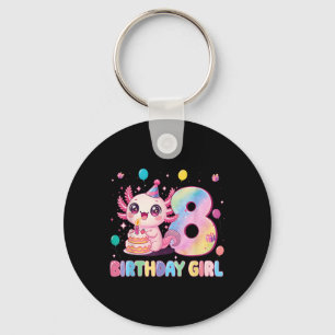 Porte-clés Fille de 8 ans d'anniversaire Mignonne Axolotl 8 A