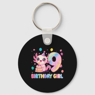 Porte-clés Fille de 9 ans d'anniversaire Axolotl mignon 9 ans