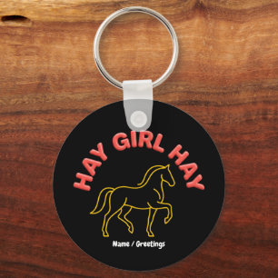 Porte-clés Fille de Foin Retro Cheval Graphique 2026 Chic Occ