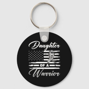 Porte-clés Fille d'un guerrier Drapeau américain Cancer gliob