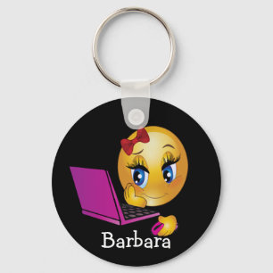 Porte-clés fille emoji ordinateur portable