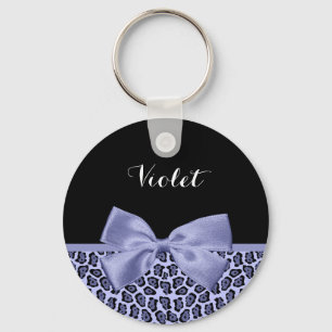 Porte-clés Fille Jaguar violet Imprimer Lavande Bow avec nom