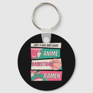 Porte-clés Fille Qui Aime Le Basketball Anime Et Ramen Kawaii