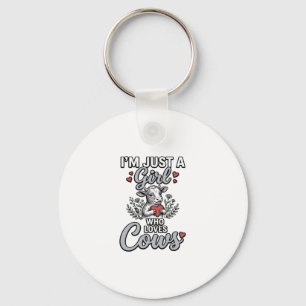 Porte-clés Fille qui aime les vaches Design de chemise de vac