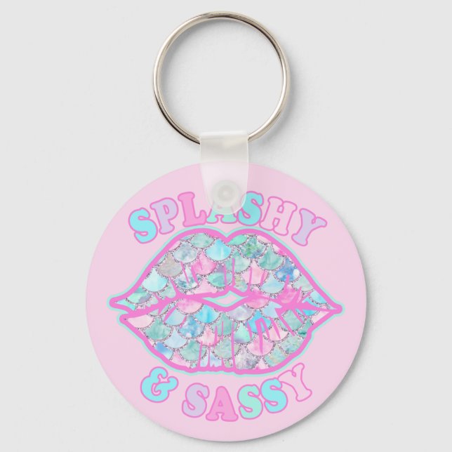 Porte-clés Fille Splashy & Sassy Rose Turquoise Mermaid Kiss (Recto)