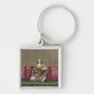 Porte-clés Fille turque, brodant, XVIIIème siècle (engravin