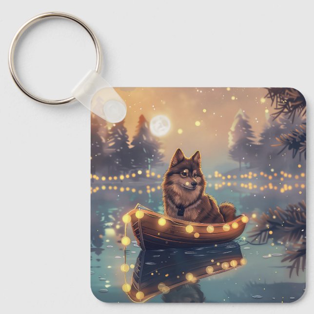Porte-clés Finlandais Lapphund Noël Festive Voyage (Recto)